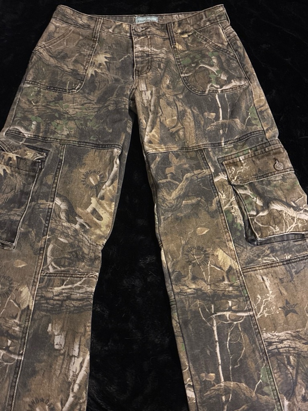 REVICE Women's Cargo Jeans in Brown & Green Camo